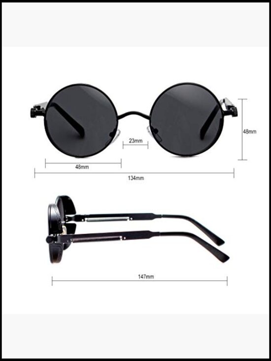 Metal Frame Polarized Sunglasses, Steampunk Retro Style main image 4